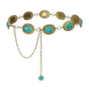 1186 Waist Chain Women's Metal Dress With Sweater Gold Retro